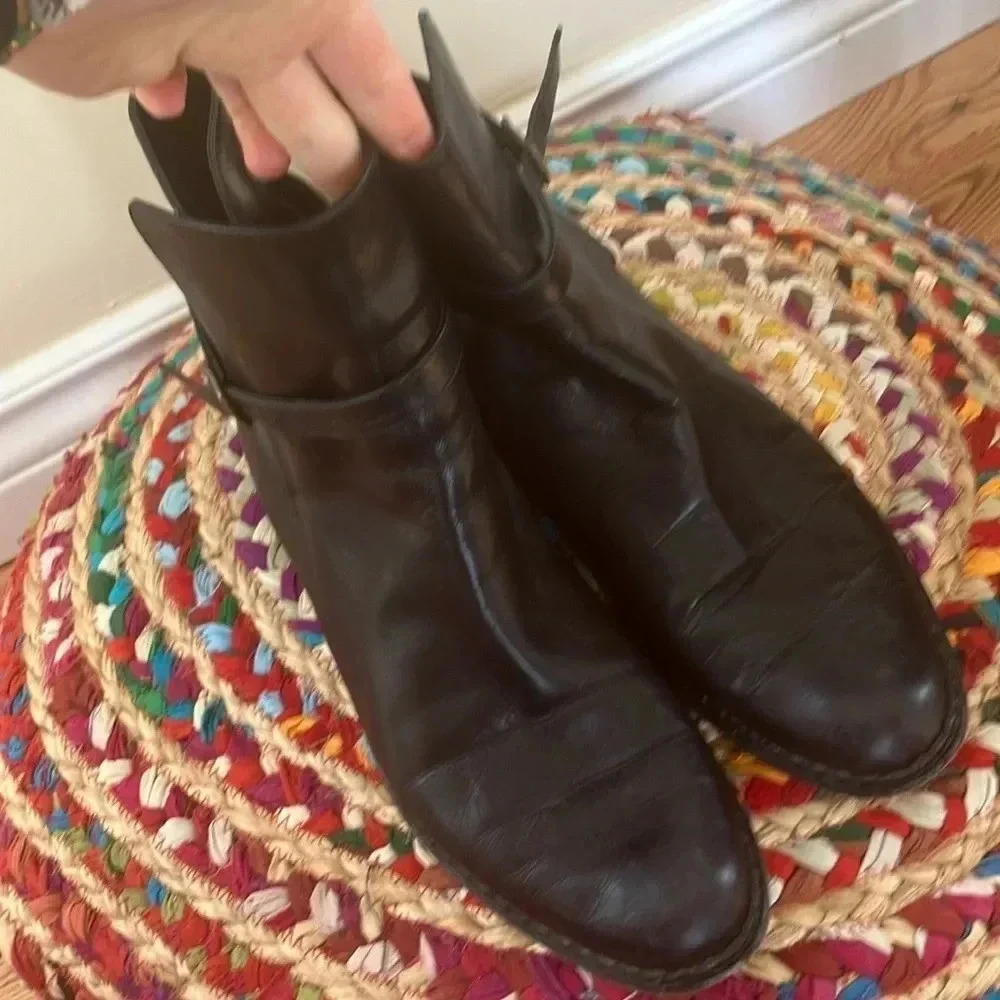 Cole Haan black  leather buckle chelsea ankle boots